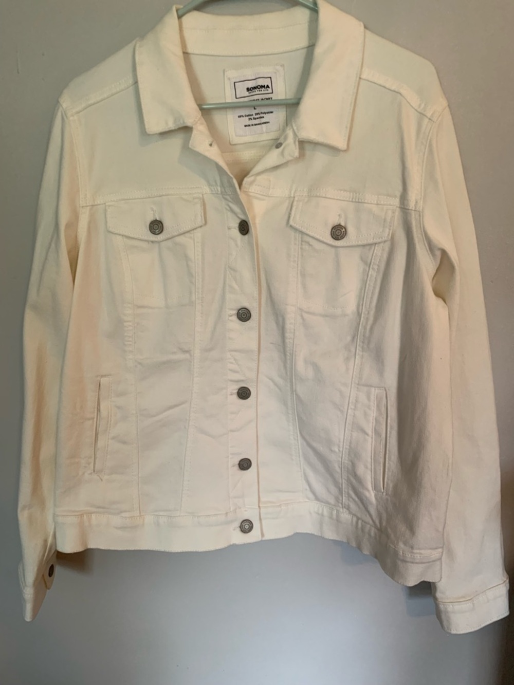Sonoma Cream Women's Everyday Denim Jacket, size Large
